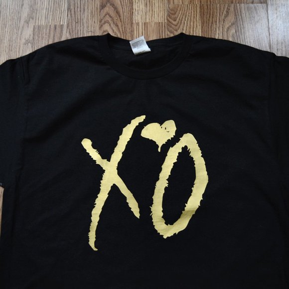 The Weeknd Old Gold Logo Heart T Shirt Black T Shirt - Picture 3 of 4